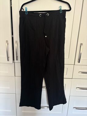Size 12 (European) Black Drawstring Wide-Leg Pants